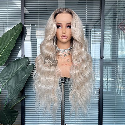 FULL LACE FRONT KAMILLA LOIRA PLATINADA COM RAIZ 13 x 6