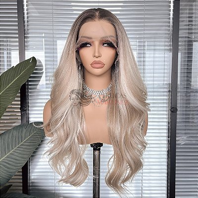 LACE FRONT KAMILLA PLATINADA COM RAIZ 13 X 4