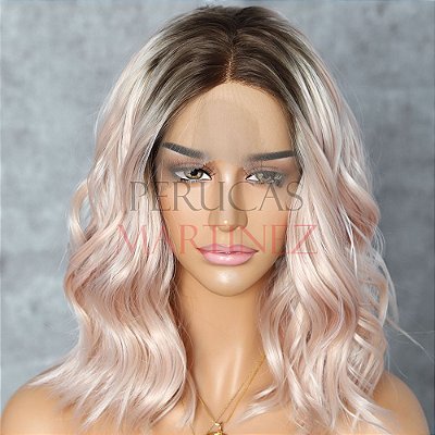 Lace front Dani Rosa Metálico com Raiz