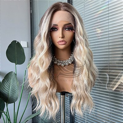 FULL LACE FRONT DANIA LOIRO LOIRO PÉROLA COM RAIZ ESCURA 13 x 6
