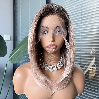 FULL LACE FRONT KIM LOIRO ROSADO COM RAIZ NATURAL 13 x 6