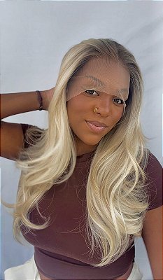 LACE FRONT ARIANNA LOIRO CHAMPANHE PEROLADO COM RAIZ ESFUMANDA 13 x 4