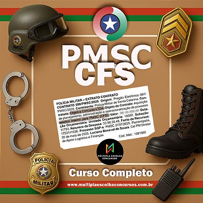 CURSO ONLINE CFS PMSC 2025 - CURSO DE FORMAÇÃO DE SARGENTOS PMSC (Incluindo: TPO , DOC. Operacionais, Prevenção ao Crime com POP, Programas Institucionais e muito mais).