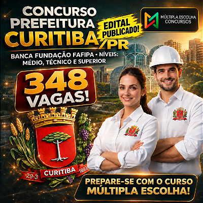 Prefeitura de Curitiba 2026 – Agente Administrativo – Nível Médio (Pós-Edital)