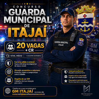 CURSO ONLINE PÓS-EDITAL PREF. ITAJAÍ 2026 -(GUARDA MUNICIPAL DE ITAJAÍ ) - Nível Médio.