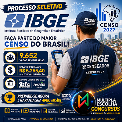 CURSO ONLINE PÓS-EDITAL 2026 IBGE (AGENTE OPERACIONAL REGIONAL (AOR)) Nível Médio