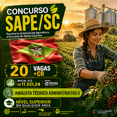 CURSO ONLINE PÓS-EDITAL SAPE/SC - Analista Técnico Administrativo II - Nível Superior