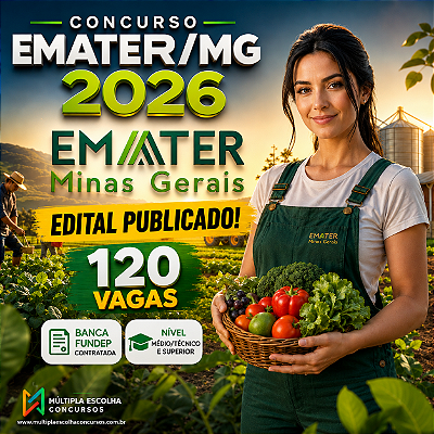EMATER/MG 2026 Online - Ext. Agropecuário I - (Téc. Agrícola / Téc. Agropecuário) (Edital Publicado)