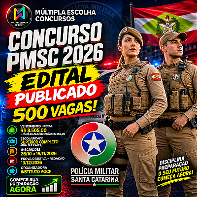 PMSC 2026 Online | SOLDADO DA PMSC Nível Superior (Pós-Edital)