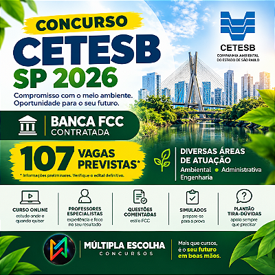 CETESB 2026 - Analista Ambiental - Engenharia Ambiental e Sanitária - Pré e Pós-Edital (Nível Superior)