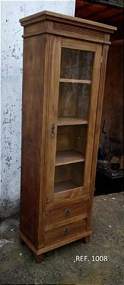 CRISTALEIRA 1 PORTA COM 2 GAVETAS, LATERAL MADEIRA - REF. 1008