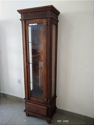 CRISTALEIRA 1 PORTA, LATERAL VIDRO, PRATELEIRAS VIDRO - REF. 1009