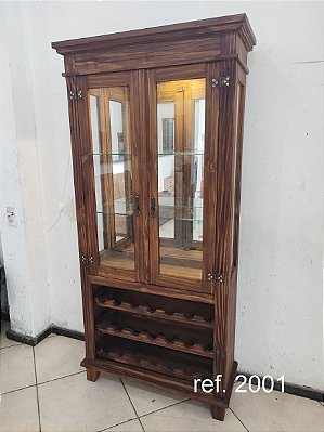 CRISTALEIRA 2 PORTAS ESPELHADA COM ADEGA INFERIOR - REF. 2001