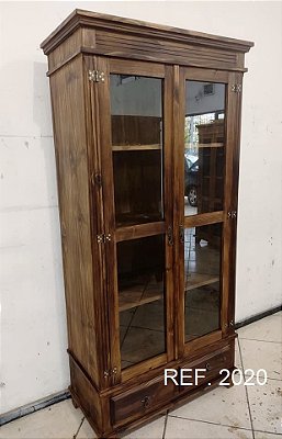 CRISTALEIRA 2 PORTAS COM 2 GAVETAS COM 1M - REF. 2020