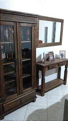 KIT CRISTALEIRA APARADOR E MOLDURA COM ESPELHO