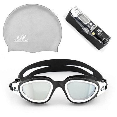 Kit Touca Silicone E Óculos de Natação Proteção UV