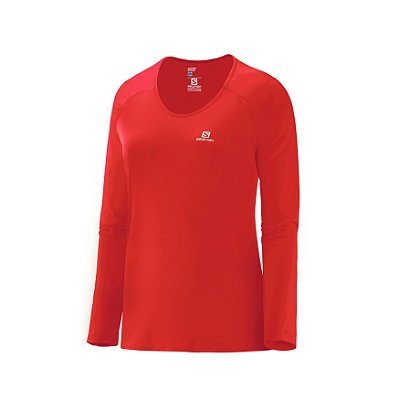 Camiseta Segunda Pele Feminina Salomon Hybrid Coral