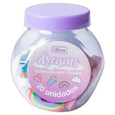 Borracha Mini Dreams Tilibra Pote com 20 unidades