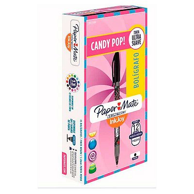 Caneta PaperMate Kilométrica Candy Pop 1.0mm Preta 1 Un