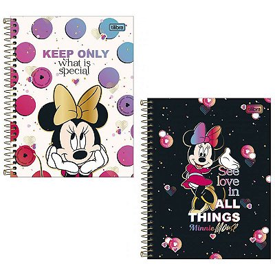 Caderno Espiral Capa Dura Colegial 1 Matéria Minnie Tilibra