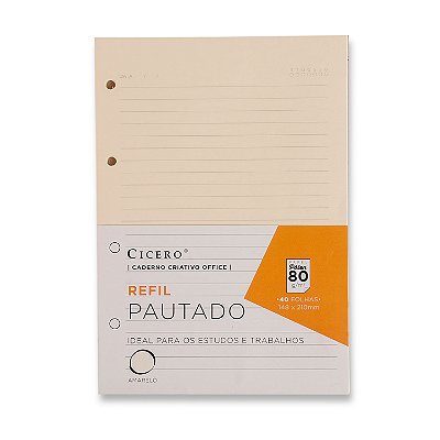 Refil Caderno Argolado Office 40FLS Pólen 80g Pautado A5 Cicero