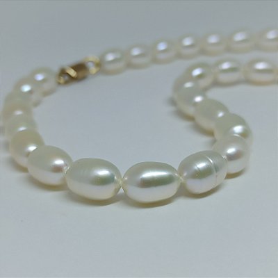 Colar de Pérola Natural Oval 12 mm