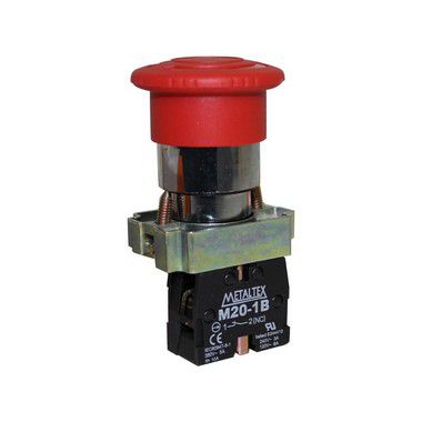 M20AKR-R-1B BOTÃO DE EMERGÊNCIA COM TRAVA 22MM METÁLICO 1NF VERMELHO I23348 METALTEX