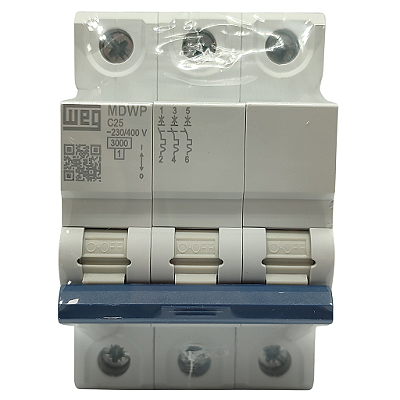 MDWP-C25-3 MINI DISJUNTOR CURVA C 25A 3 PÓLOS 15265762 WEG