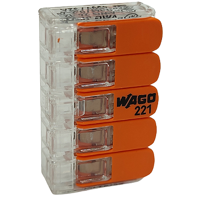 221-415 CONECTOR DE ALAVANCA EMENDA 4MM 5 VIAS 32A 450V WAGO