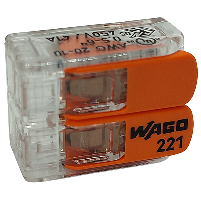 221-612 CONECTOR DE ALAVANCA EMENDA 2 VIAS 6MM WAGO