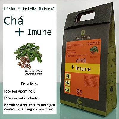 CHÁ + IMUNE IN NATURA - Rico em Vitamina C / Antioxidantes / Aumento da Imunidade - Sem Açúcar / Sem Glúten / Desidratado - 150G - CÓD: 1022