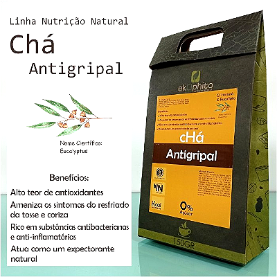CHÁ ANTIGRIPAL IN NATURA - Ameniza os Sintomas do Resfriado, Tosse e Coriza / Expectorante Natural / Sem Açúcar / Sem Glúten / Desidratado - 150G - CÓD: 1017