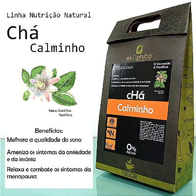 CHÁ CALMINHO IN NATURA - Melhora a Qualidade do Sono / Ameniza os Sintomas da Ansiedade e da Insônia / Sem Açúcar / Sem Glúten / Desidratado - 150G - CÓD: 1019