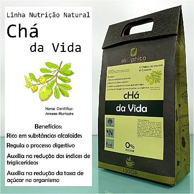 CHÁ DA VIDA IN NATURA - Regulador do Processo Digestivo / Auxilia na Redução do Triglicerídios / Sem Açúcar / Sem Glúten / Desidratado - 150G - CÓD: 1021