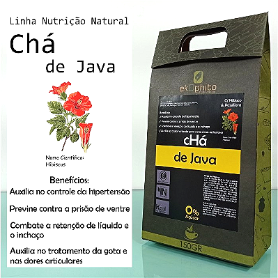 CHÁ JAVA IN NATURA - No Controle da Hipertensão / Prisão de Ventre / Tratamento da Gota / Sem Açúcar / Sem Glúten / Desidratado - 150G - CÓD: 1023