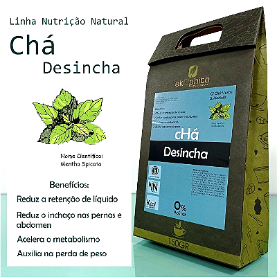 CHÁ DESINCHA IN NATURA - Redução da Retenção de Líquido e Inchaço nas Pernas e Abdômem / Sem Açúcar / Sem Glúten / Desidratado - 150G - CÓD: 1009