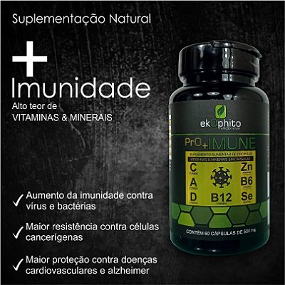 ENCAPSULADO PRO + IMUNE - Aumento da Imunidade / Alto Teor de Vitaminas e Minerais - 60 Cápsulas - Cód: 1011
