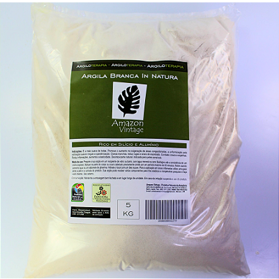 ARGILA BRANCA EM PÓ IN NATURA - Rico em Silício / Alumínio / Ação Clareadora / Antioleosidade - Saco 05KG - CÓD: 2279