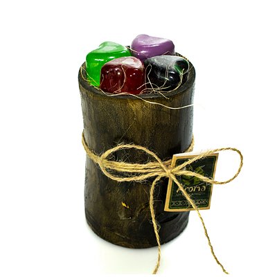 KIT P/ PRESENTE BAMBU MINI - 08 Mini Sabonetes Safra Amazônica 20G / 01 Copinho Porta Clips Bambu - UND - CÓD: 2729