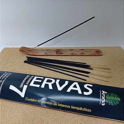 CARTELA INCENSO 07 ERVAS PROTEÇÃO E HARMONIZAÇÃO ENERGÉTICA - ( Alecrim, Arruda, CNP, ESJ, Erva Pimenteira, Guiné, Manjericão) / Resinas / Óleos Vegetais - 10 UND - CÓD: 1010