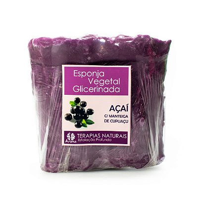 BUCHA (ESPONJA) VEGETAL GLICERINADA - Esfoliação e Hidratação Profunda /  C/ Manteiga de Cupuaçu / Óleo de Andiroba - Tam P - Cód: 0709