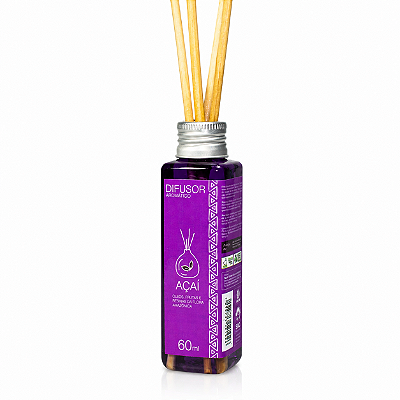 DIFUSOR AROMÁTICO DE AMBIENTES C/ PALITINHOS - Perfume Intenso e Contínuo / Notas Aromáticas Amazônicas - 60ml - CÓD: 2743