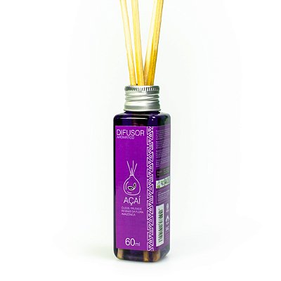 DIFUSOR AROMÁTICO DE AMBIENTES C/ PALITINHOS - Perfume Intenso e Contínuo / Notas Aromáticas Amazônicas - 60ml - CÓD: 2743