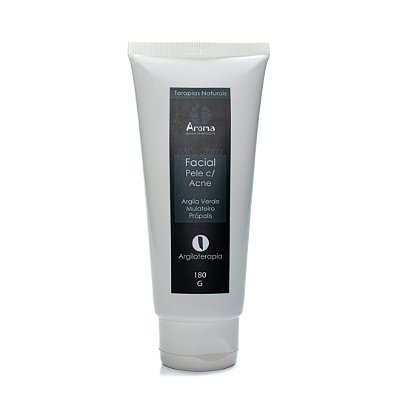 MÁSCARA FACIAL DE ARGILA VERDE PELE OLEOSA E C/ ACNE CRAVOS E ESPINHAS - C/ Extrato de Mulateiro / Própolis / Dolomita -180G - Cód: 0739