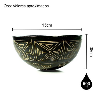 CUIA (TACACÁ) REGIONAL ARTESANAL TRIBOS - GRAFISMO INDÍGENA DECORADA A MÃO - Tam G (15X08cm) - CÓD: 2161