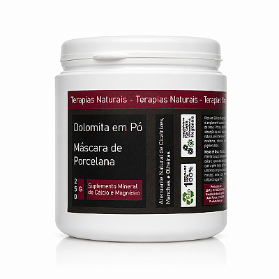 DOLOMITA EM PÓ MÁSCARA DE PORCELANA - Suplemento Mineral In Natura de Cálcio e Magnésio / Claredor e Antioleosidade Natural - 250G - CÓD: 1722