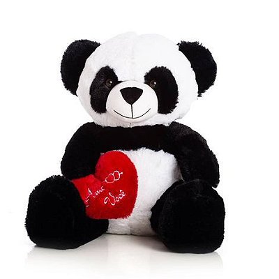 URSO PANDA CORAÇÃO - 40 CM (SENTADO)