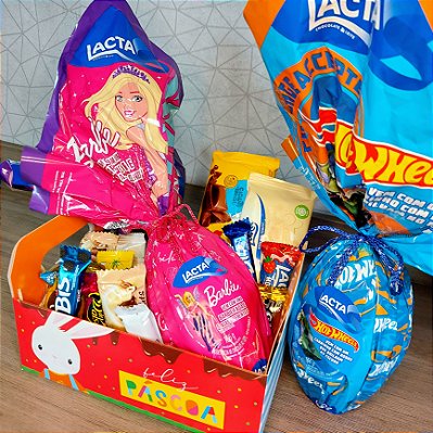 CESTA - PÁSCOA CARINHOSA MENINO (OVO LACTA HOT WHEELS 170G)