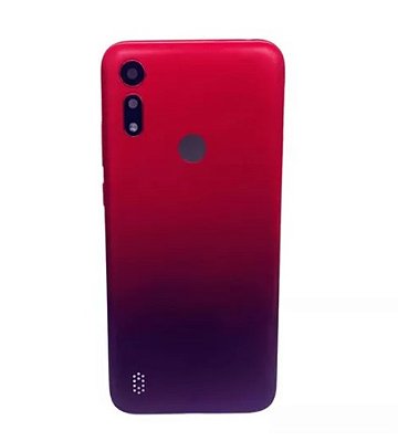 TAMPA TRASEIRA MOTO E6S VERMELHO COM LENTE E BOTÃO