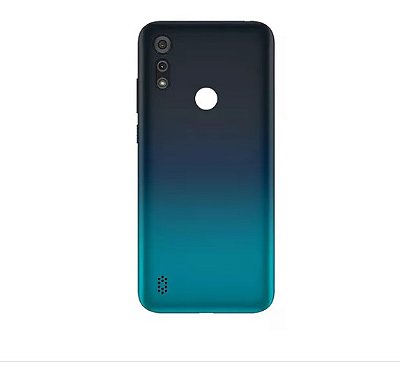 TAMPA TRASEIRA E6S AZUL MOTOROLA COM LENTE E BOTÃO